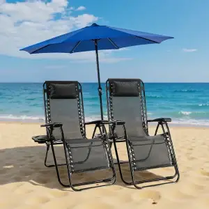Outdoor Reclining Chair with Cup Holder