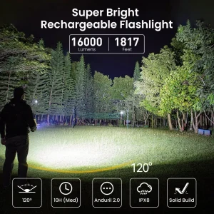 16000LM USB-C Rechargeable Flashlight