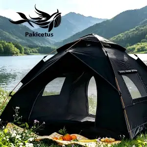 PAKICETUS 1–3 Person Pop-Up Camping Tent, Instant 60-Second Setup, Portable Dome Tent with Dual Doors & Carry Bag for Camping, Hiking & Backpacking