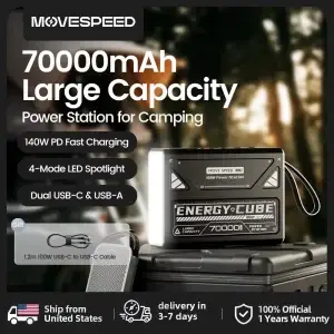 MOVESPEED 70000mAh Rechargeable LED Camping Lantern & Emergency Power Bank