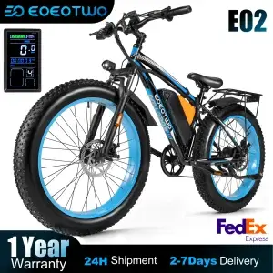 EOEOTWO 1500W Peak Electric Bike 26" Fat Tire Ebike, 960Wh Battery, Up to 70-Mile Range, 25–30 MPH, 330 lb Capacity