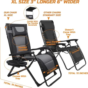 XXL Oversized Zero Gravity Reclining Chair with Sunshade & Padded Seat