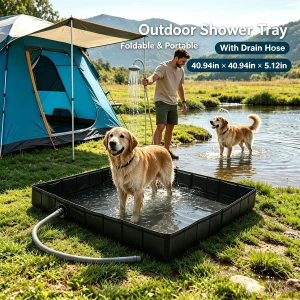 Portable Foldable Shower Basin with Drain Hose – Camping, RV & Outdoor Use