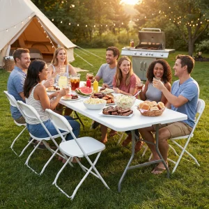 JHK Heavy-Duty Folding Table with Carry Handle – 4, 6 & 8 FT Sizes
