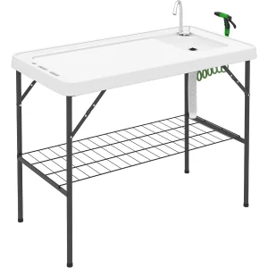Portable Folding Fish Cleaning Table with Faucet & Drainage System