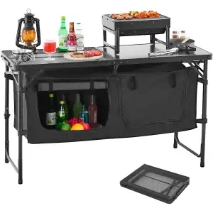 VEVOR Portable Aluminum Camping Kitchen Table for Outdoor Cooking